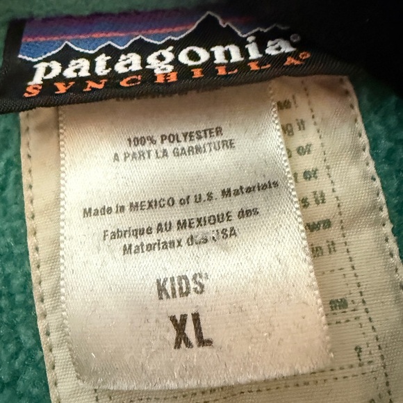 Patagoinia Vintage Kids Synchilla Quarter Zip Pull Over - Teal - Picture 3 of 6